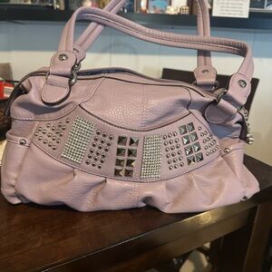 Kathy Van Zeeland Lavender Studded Shoulder Bag with wallet and co purse.